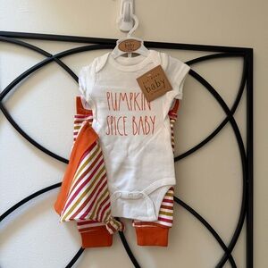 Rae Dunn Pumpkin Spice Baby Onesie and Pants Set